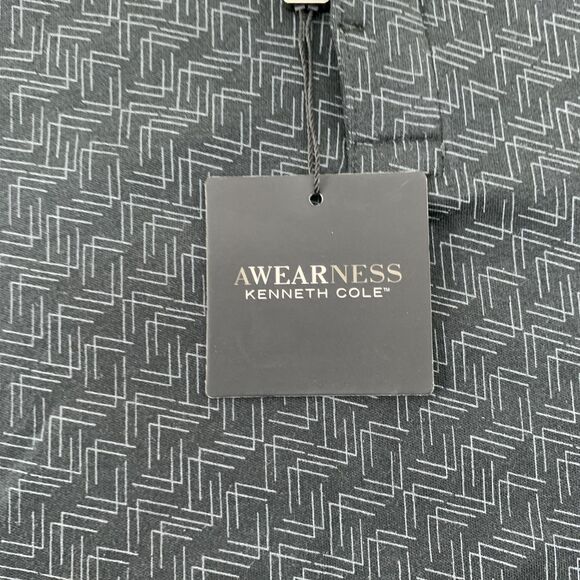 Awearness Kenneth Cole Polo Shirt Mens 2XL Gray Slim Fit Long Sleeve Geometric - Picture 6 of 16